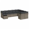 10-tlg. Garten-Sofagarnitur mit Kissen Grau Poly Rattan