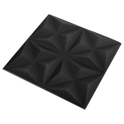 3D-Wandpaneele 48 Stk. 50x50 cm Origami Schwarz 12 m²