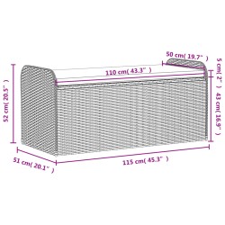 Sitzbank mit Stauraum & Kissen Schwarz 115x51x52 cm Poly Rattan