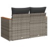 Gartensofa 2-Sitzer mit Kissen Grau Poly Rattan