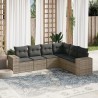 6-tlg. Garten-Sofagarnitur mit Kissen Grau Poly Rattan