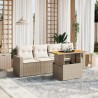 5-tlg. Garten-Sofagarnitur mit Kissen Beige Poly Rattan