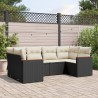 6-tlg. Garten-Sofagarnitur mit Kissen Schwarz Poly Rattan