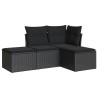 4-tlg. Garten-Sofagarnitur mit Kissen Schwarz Poly Rattan