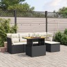 6-tlg. Garten-Sofagarnitur mit Kissen Schwarz Poly Rattan