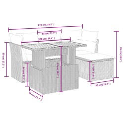 6-tlg. Garten-Sofagarnitur mit Kissen Schwarz Poly Rattan