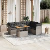 7-tlg. Garten-Sofagarnitur mit Kissen Grau Poly Rattan