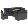 9-tlg. Garten-Sofagarnitur mit Kissen Schwarz Poly Rattan