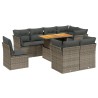 9-tlg. Garten-Sofagarnitur mit Kissen Grau Poly Rattan