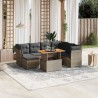 8-tlg. Garten-Sofagarnitur mit Kissen Grau Poly Rattan