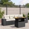 5-tlg. Garten-Sofagarnitur mit Kissen Schwarz Poly Rattan