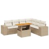 7-tlg. Garten-Sofagarnitur mit Kissen Beige Poly Rattan