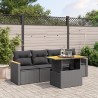 5-tlg. Garten-Sofagarnitur mit Kissen Schwarz Poly Rattan