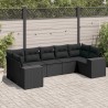 7-tlg. Garten-Sofagarnitur mit Kissen Schwarz Poly Rattan