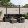 6-tlg. Garten-Sofagarnitur mit Kissen Schwarz Poly Rattan