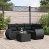 5-tlg. Garten-Sofagarnitur mit Kissen Schwarz Poly Rattan