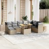 9-tlg. Garten-Sofagarnitur mit Kissen Beige Poly Rattan