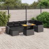 8-tlg. Garten-Sofagarnitur mit Kissen Schwarz Poly Rattan