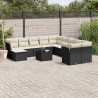 12-tlg. Garten-Sofagarnitur mit Kissen Schwarz Poly Rattan