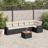 7-tlg. Garten-Sofagarnitur mit Kissen Schwarz Poly Rattan