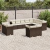 12-tlg. Garten-Sofagarnitur mit Kissen Braun Poly Rattan