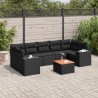 8-tlg. Garten-Sofagarnitur mit Kissen Schwarz Poly Rattan