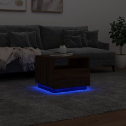 Couchtisch mit LED-Leuchten Braun Eichen-Optik 50x49x40 cm