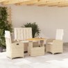 4-tlg. Garten-Essgruppe mit Kissen Beige Poly Rattan