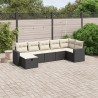 7-tlg. Garten-Sofagarnitur mit Kissen Schwarz Poly Rattan