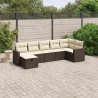 7-tlg. Garten-Sofagarnitur mit Kissen Braun Poly Rattan