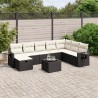 9-tlg. Garten-Sofagarnitur mit Kissen Schwarz Poly Rattan