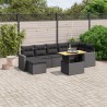 8-tlg. Garten-Sofagarnitur mit Kissen Schwarz Poly Rattan