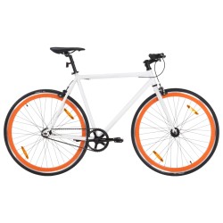 Fahrrad mit Festem Gang Weiß und Orange 700c 59 cm