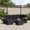 7-tlg. Garten-Sofagarnitur mit Kissen Schwarz Poly Rattan