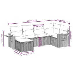 7-tlg. Garten-Sofagarnitur mit Kissen Schwarz Poly Rattan