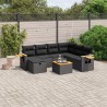 8-tlg. Garten-Sofagarnitur mit Kissen Schwarz Poly Rattan