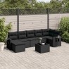 8-tlg. Garten-Sofagarnitur mit Kissen Schwarz Poly Rattan