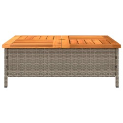 Gartentisch Grau 70x70x25 cm Rattan und Akazienholz