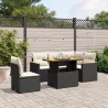 6-tlg. Garten-Sofagarnitur mit Kissen Schwarz Poly Rattan