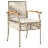 Gartenstühle mit Kissen 2 Stk. Beige Poly Rattan Akazienholz