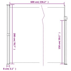 Seitenmarkise Ausziehbar Anthrazit 200x600 cm