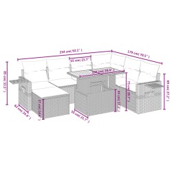 8-tlg. Garten-Sofagarnitur mit Kissen Grau Poly Rattan