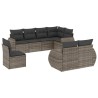 8-tlg. Garten-Sofagarnitur mit Kissen Grau Poly Rattan