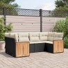 6-tlg. Garten-Sofagarnitur mit Kissen Schwarz Poly Rattan