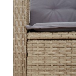 3-tlg. Garten-Essgruppe mit Kissen Beige Poly Rattan