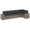 6-tlg. Garten-Sofagarnitur mit Kissen Grau Poly Rattan