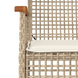 7-tlg. Garten-Essgruppe mit Kissen Beige Poly Rattan