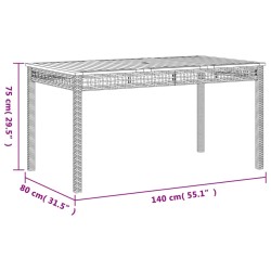 3-tlg. Garten-Essgruppe mit Kissen Grau Poly Rattan