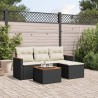 5-tlg. Garten-Sofagarnitur mit Kissen Schwarz Poly Rattan