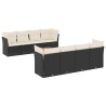 9-tlg. Garten-Sofagarnitur mit Kissen Schwarz Poly Rattan